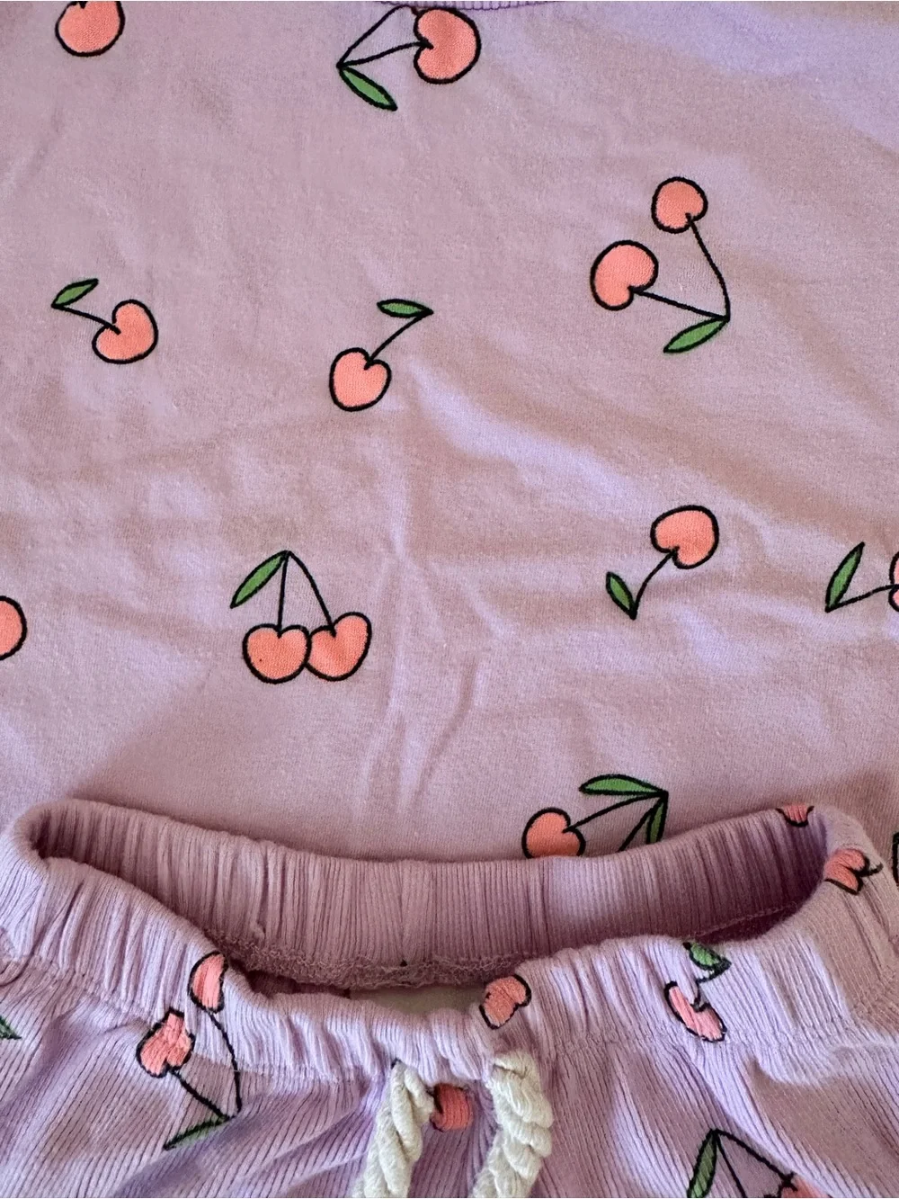 Zara Lavender Cherry Print Two-Piece Pajama Set